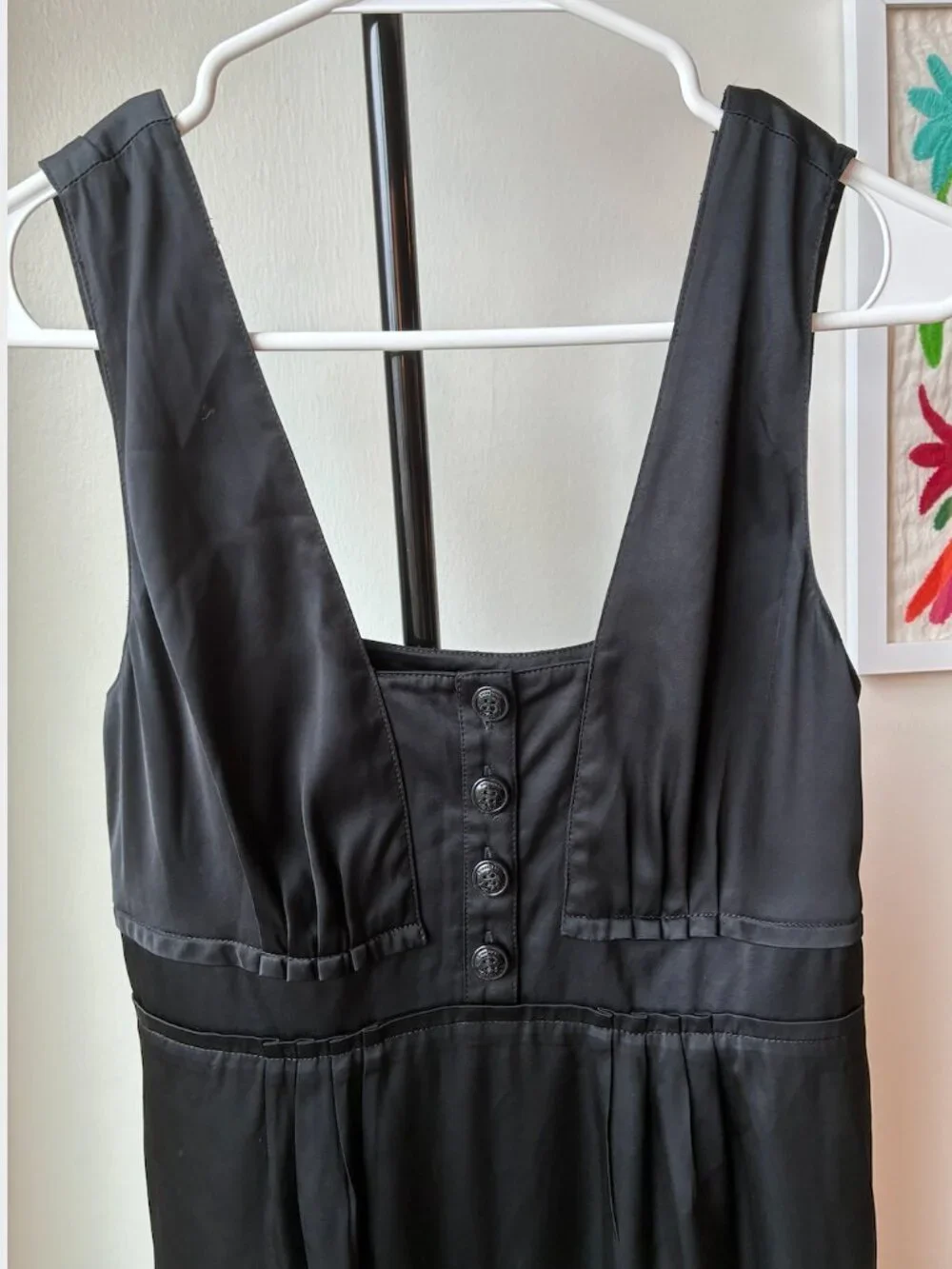 Burberry Vintage Black Sheath Dress w/ Squareneck & Button Detailing - Size 4 - Picture 3 of 14